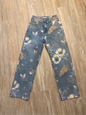 Floral printed jeans